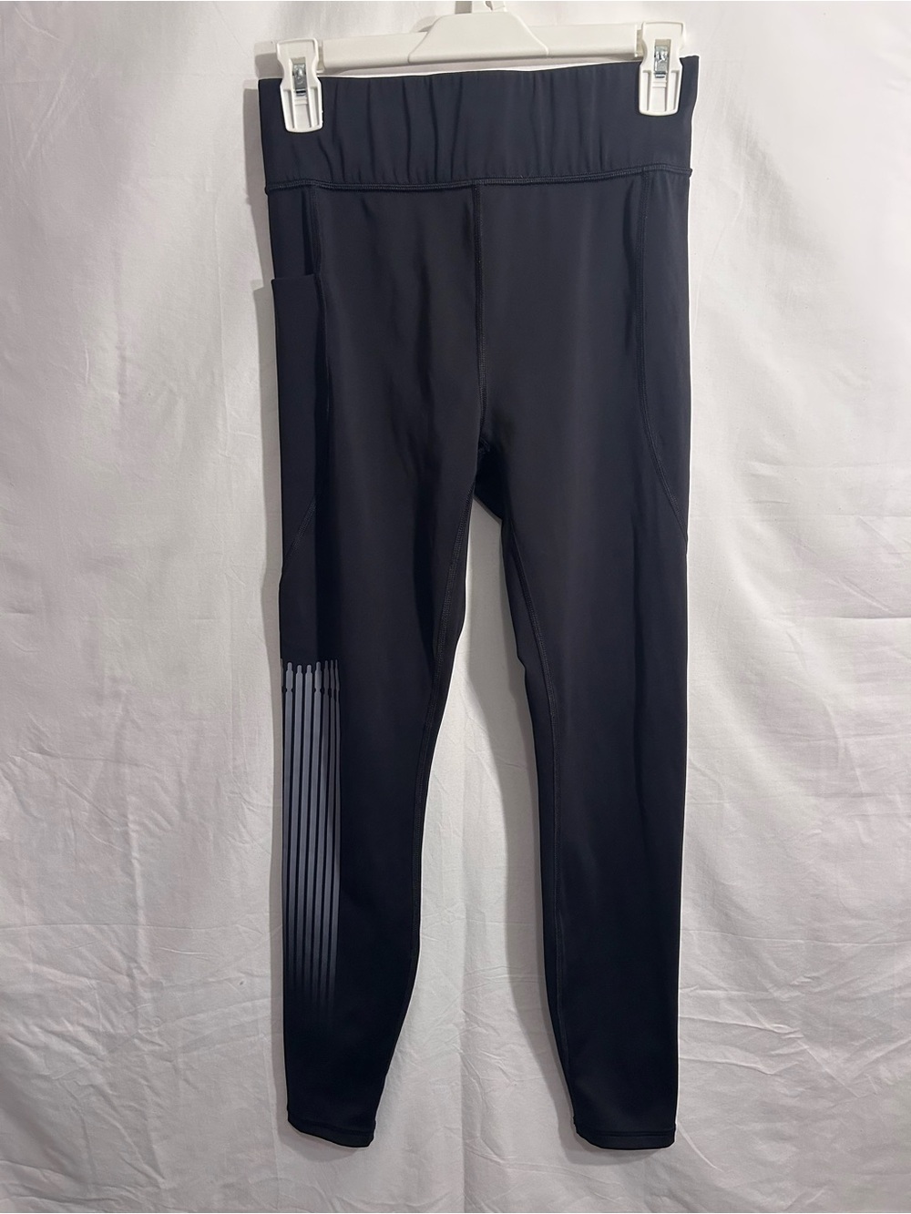 Savage X Fenty Black High-Waist Leggings with Gray Stripe Detail